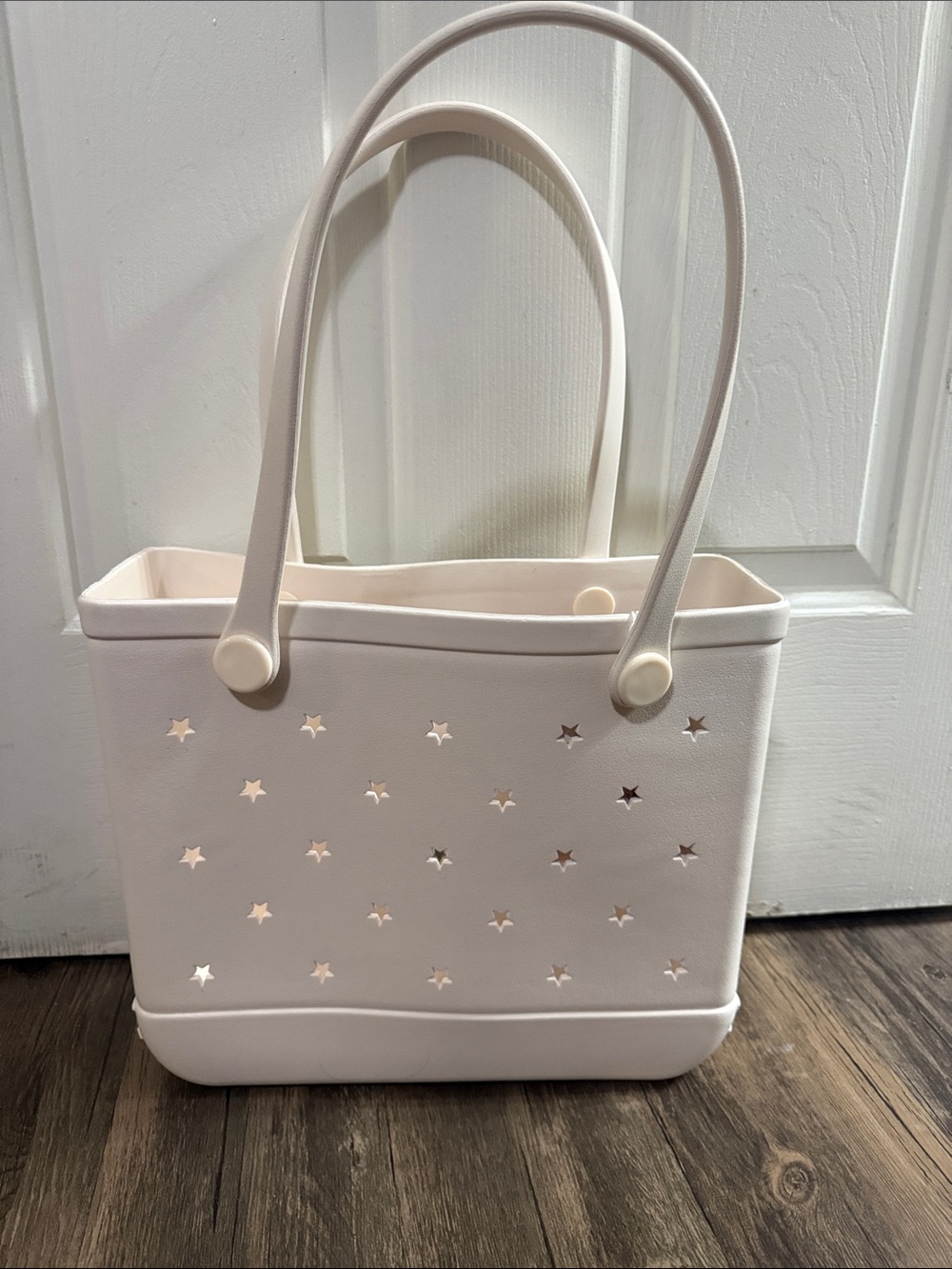Cream Star-Accent Tote Bag